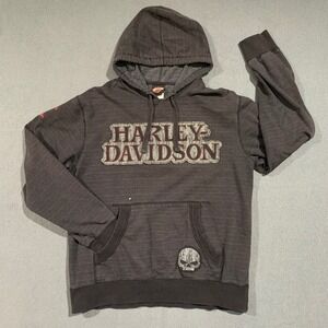 Harley Davidson Tifton Georgia Gray Pullover Hoodie Skull Graphic‎ Womens